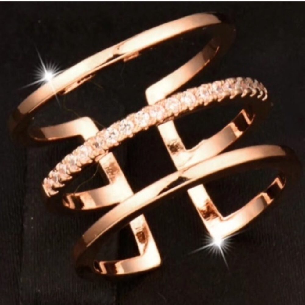 Three Layer Rose Gold Plated Midi Ring